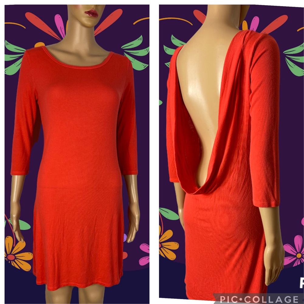 Victoria’s Secret orange/red knit dress with low cut back size Medium